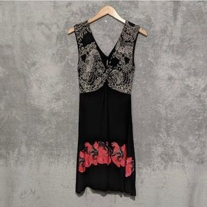 Desigual black white red floral casual dress